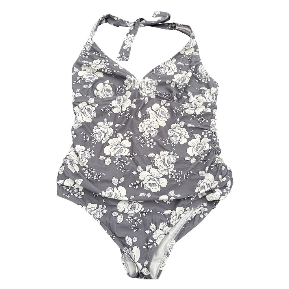 Women's Adore Me Size 3x One Piece Plus Size Swimsuit Gray‎ Floral